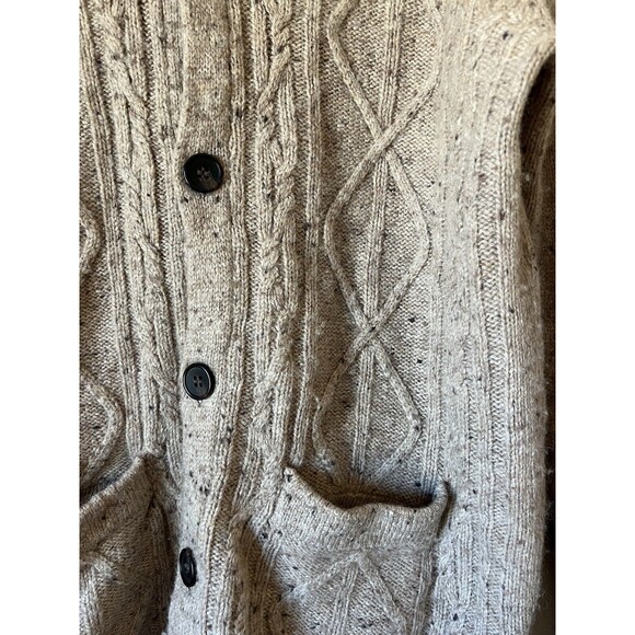 H&M Knitted Chunky Grandpa Cable Knit Sweater Cardigan Beige Size M Wool Blend - Picture 2 of 8